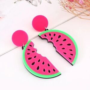 Pink Watermelon Acrylic Earrings Fun & Fruity Statement Jewelry
